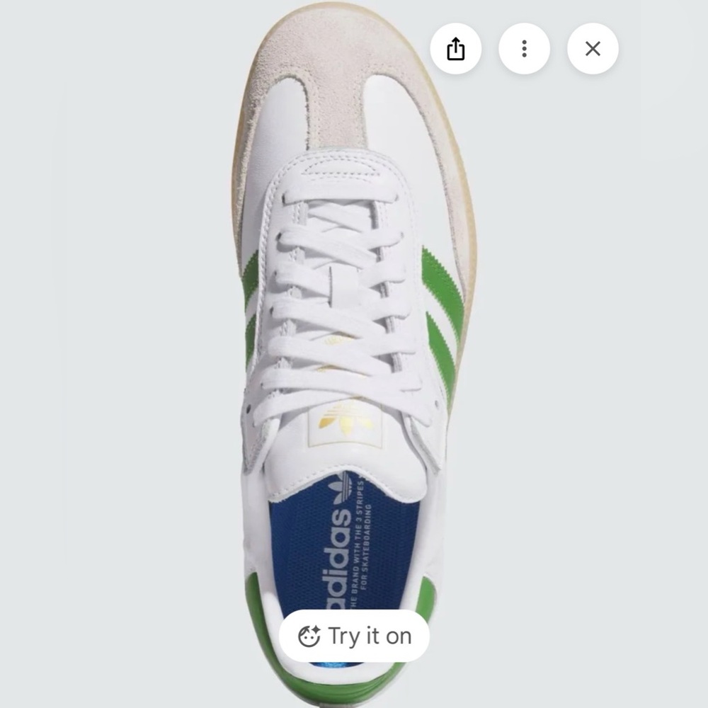 Adidas Men 7.5 women’s 9 Samba ADV White/Green retro inspired sneakers - Picture 2 of 5